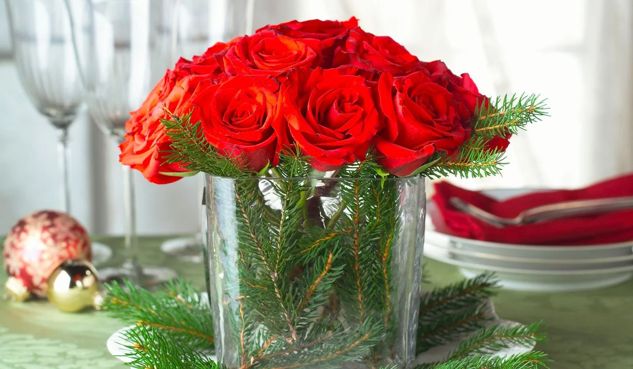 Centerpiece de flor vermelha